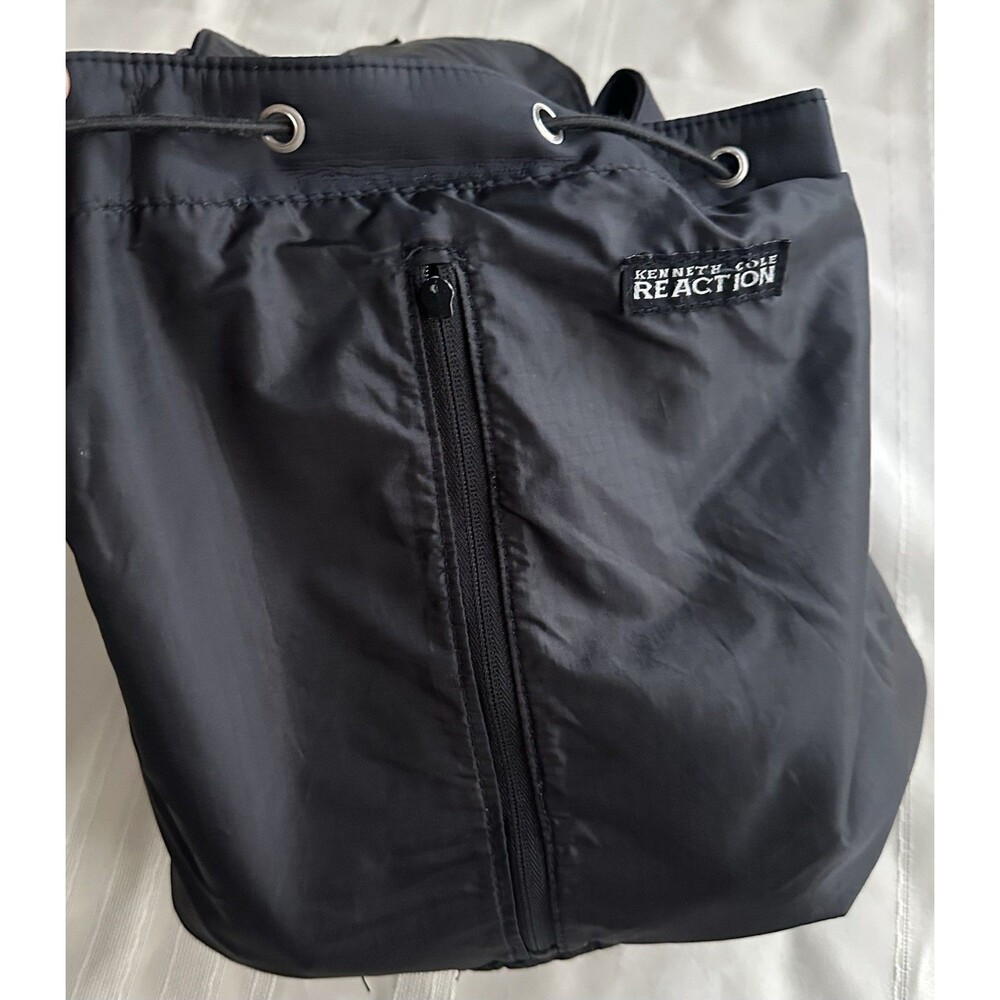 Kenneth Cole Reaction Black Nylon Backpack Buckle Strap Adjustable Large 18”x 12 - Picture 9 of 16